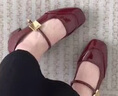 渝鼎福氣質(zhì)粗跟單鞋女 夏季2025新款法式絕美瑪麗珍鞋紅色婚鞋小皮鞋 瑪麗珍鞋【酒紅色 37】 曬單實(shí)拍圖