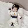 優(yōu)奇嬰兒衣服加絨保暖內衣寶寶秋衣秋褲加絨加厚打底兒童分體套裝冬裝 杏色 80 曬單實(shí)拍圖