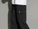 POUM美式直筒工裝褲子男士春夏款潮流寬松運動(dòng)速干闊腿褲YM15黑色L 曬單實(shí)拍圖