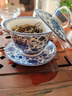 四美堂青花陶瓷蓋碗可懸停泡茶碗纏枝蓮白瓷大號茶碗生日父親節禮物男 曬單實(shí)拍圖