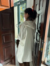 無(wú)印良品（MUJI）女式羊毛混牛角扣大衣長(cháng)款連帽毛呢呢子外套秋冬季外衣女裝 米白色 L (165/88A) 曬單實(shí)拍圖