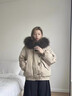 鏡莎美式復古大毛領(lǐng)連棉服女2025新款冬季羽棉襖絨服女牛角扣加厚外套 卡其色 均碼 可以備注碼數 曬單實(shí)拍圖