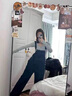 羅蒙（ROMON）牛仔背帶褲女春秋2025新款時尚休閑百搭洋氣減齡顯瘦吊帶褲連體褲 普洗藍 M 曬單實拍圖