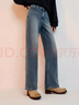 森馬（Semir）森柔牛仔|牛仔褲女抓毛寬松闊腿褲冬季女士做舊長(cháng)褲103724124001A 曬單實(shí)拍圖