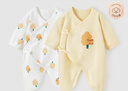 童泰嬰兒連體衣新生兒衣服四季0-6月初生寶寶哈衣爬服純棉內衣2件裝 黃白小樹(shù)（四季款） 59cm (建議1-3個(gè)月身高55-60cm) 曬單實(shí)拍圖