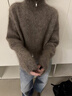 蘇雨薇美拉德咖色半高領(lǐng)拉鏈針織開(kāi)衫女秋冬高級感寬松立領(lǐng)毛衣外套上衣 灰咖色【關(guān)注店鋪-送運費險】 S （80-95斤） 曬單實(shí)拍圖