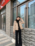 玖姿·安娜蔻休閑通勤減齡連帽短款發(fā)熱鵝絨羽絨服女2025冬季新款 卡其 S 曬單實(shí)拍圖