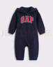 蓋璞嬰兒2025秋季新款字母logo抓絨連帽開(kāi)襠連體衣兒童裝805374 曬單實(shí)拍圖