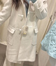 無(wú)印良品（MUJI）女式羊毛混牛角扣大衣長(cháng)款連帽毛呢呢子外套秋冬季外衣女裝 米白色 M (160/84A) 曬單實(shí)拍圖
