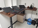 木藝生轉角雙電機電動(dòng)升降電腦桌家用辦公雙人L型桌子工作臺拐角書(shū)桌 雙電2節插排右拐角3cm實(shí)木胡桃色 1.6*1.1M(升級加強版收納橫梁) 曬單實(shí)拍圖