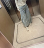 昂馳賓堡美式高街拼接破洞牛仔褲男女秋季潮牌設計感拖地彎刀褲闊腿長褲 淺藍色 XL 推薦體重130-145斤 曬單實拍圖