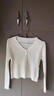 鉑吶苓針織開(kāi)衫女短款早秋季新款V領(lǐng)獨特內搭韓版修身顯瘦百搭外套上衣 白色 （建議110斤左右） 均碼 曬單實(shí)拍圖