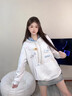 棉致加絨加厚刺繡連帽衛衣女秋冬季新款日系可愛(ài)小眾設計感慵懶風(fēng)外套 819白灰色【加絨高品質(zhì)】 L 100-120斤 曬單實(shí)拍圖