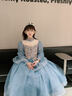 思妙星兒童禮服裙輕奢小眾高端女童主持人生日公主裙花童女孩鋼琴演出服 藍色長(cháng)款 160 曬單實(shí)拍圖