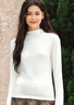 森馬（Semir）長(zhǎng)袖t恤女短款半高領(lǐng)薄絨輕暖打底衫2024冬新款純色修身抓絨內(nèi)搭 奶白10534 M 曬單實(shí)拍圖