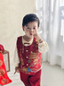 班喜迪男童漢服套裝秋裝新款嬰兒國風(fēng)唐裝寶寶周歲禮服兒童中式衣服春秋 紅色 90 cm 曬單實(shí)拍圖