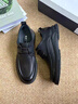 百麗通勤商務(wù)皮鞋2025男牛皮褶皺增高休閑鞋A1373AM4 黑色2  43 曬單實(shí)拍圖