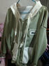 皮爾卡丹（pierre cardin）撞色休閑開(kāi)衫外套女秋冬季2025新款連帽寬松小個(gè)子加絨加厚衛衣潮 綠色【加絨】 加厚 L _適合121-140斤 曬單實(shí)拍圖