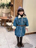 G.DUCKKIDS小黃鴨女童牛仔外套秋冬兒童冬季加絨冬裝女寶寶羊羔絨中長(cháng)款上衣 藍色 120 建議5~6歲【110-120cm】cm 曬單實(shí)拍圖