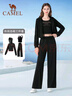 駱駝（CAMEL）女裝運動(dòng)套裝女瑜伽短外套吊帶背心闊腿褲三件套 Y24CA40634 曬單實(shí)拍圖