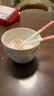 釉下彩可愛(ài)卡通碗碟套裝家用高顏值陶瓷碗筷盤(pán)餐具 2碗2勺 4件套 曬單實(shí)拍圖