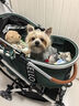 bello   W1 中小型寵物推車(chē)犬外出行狗車(chē)包分離狗狗折疊鋁合金狗車(chē)貓車(chē) W1綠色格紋 【可分離】送雨罩 建議15斤內寵物使用 寵物推車(chē) 曬單實(shí)拍圖