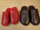 卡帝樂(lè )鱷魚(yú)（CARTELO）真皮棉拖鞋女家用秋冬厚底防水防滑冬天加絨保暖牛皮面拖鞋男室內 深棕色 男士29號【適合41-42碼】 曬單實(shí)拍圖