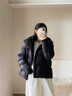 高梵黑金鵝絨服抱抱5.0羽絨服女士四格2025冬季短款潮流時(shí)尚加厚外套 黑色 S 90-110斤 飛天鵝絨193g 曬單實(shí)拍圖