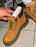 駱駝（CAMEL）【王俊凱同款】馬丁靴加絨鞋秋冬2025新款大黃靴戶(hù)外工裝登山靴 G13W379132 金黃色 42 曬單實(shí)拍圖