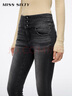 MISS SIXTY2025秋季新款牛仔褲女三環(huán)高腰復古黑灰緊身褲鉛筆褲 黑灰 30 曬單實(shí)拍圖