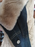 森馬（Semir）牛仔外套女拼接仿兔毛翻領(lǐng)寬松港風(fēng)冬季落肩夾棉夾克103724108001 曬單實(shí)拍圖