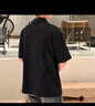 卡賓（CABBEEN）【重磅純棉】男裝火元素logo短袖Polo衫拉鏈翻領(lǐng)上衣潮牌T恤 煤黑色01 2XL /185/54 曬單實(shí)拍圖