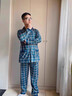 路讓宋睡衣男士秋冬季長(cháng)袖長(cháng)褲休閑格子可外穿家居服套裝四季簡(jiǎn)約新款 藍色 XL 【推薦120-140斤】 曬單實(shí)拍圖