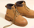 駱駝（CAMEL）大黃靴女都市戶外系帶工裝靴馬丁靴 L23W307016R 黃棕（絨里） 35 曬單實(shí)拍圖