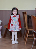 班喜迪女童漢服套裝冬裝寶寶周歲禮服兒童中式旗袍裙國風(fēng)唐裝秋冬季衣服 紅色 100 曬單實(shí)拍圖