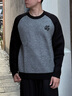 GXG男裝  插肩袖設計毛衣胸前繡花針織衫通勤男線(xiàn)衫 秋冬新品 黑色+灰色 2XL 曬單實(shí)拍圖