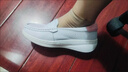 永高哥真皮護士鞋女秋季透氣防臭不累腳厚底內增高6CM7小白鞋醫護樂(lè )福鞋 白粉(內增高)7CM 36 曬單實(shí)拍圖