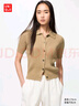 優(yōu)衣庫女裝羅紋POLO領(lǐng)針織開(kāi)衫/短袖空調衫通勤479968 32 深米色 L /160/88A 曬單實(shí)拍圖