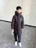 鴨鴨官方兒童羽絨服男童2025年最新款冬季中長(cháng)款工裝中大童裝保暖外套 經(jīng)典黑 140 cm 曬單實(shí)拍圖