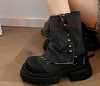 COSMICKISS牛仔馬丁靴女英倫廢土風(fēng)西部牛仔短靴百搭厚底騎士褲管靴復古粗跟 黑色【36碼】 曬單實(shí)拍圖