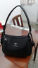 真皮質(zhì)感包包女2025新款女士百搭大容量中年媽媽包簡(jiǎn)約單肩斜挎包 黑色 曬單實(shí)拍圖