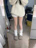 京悠雨白色襪套配鯊魚(yú)褲美拉德黑棕色堆堆襪腿套秋冬配雪地靴搭配樂(lè )福鞋 白色 均碼 曬單實(shí)拍圖