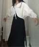 妍莉芬（yanlifen）2025秋季搭配衣服女裝新中式國風(fēng)針織毛衣連衣裙子穿搭套裝女春秋 針織開(kāi)衫+黑色裙子 M 【95-105斤】 曬單實(shí)拍圖