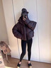 棉致穿搭高級感羽絨棉服女秋冬季2025年純色洋氣連帽設計感寬松外套女 棕色 S 曬單實(shí)拍圖
