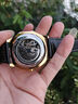 瑞士正品純游絲真機械手表男士陀飛輪夜光防水數字面高檔鏤空男表 純游絲機械50黑金真皮帶+送手鏈皮帶 曬單實(shí)拍圖
