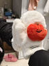回傾手套冬季女可愛(ài)毛絨加絨加厚騎行保暖學(xué)生毛絨絨防寒蘋(píng)果掛脖手套 紅色蘋(píng)果 柔軟可愛(ài)丨加絨加厚丨防寒保暖 曬單實(shí)拍圖