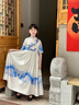 WVD美國品牌風(fēng)兒童演出服女童民樂(lè )古箏演奏服禮服舞蹈服大合唱演出服 藍色 120 CM 曬單實(shí)拍圖