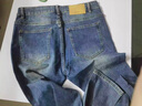 北海二巷美式痞帥感褲子秋季彈力深藍印花牛仔褲男修身小腳褲潮流百搭 普洗藍 30 (120-130斤) 曬單實(shí)拍圖