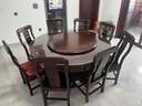 惠尋烏金木實(shí)木家用餐桌椅組合新中式圓形轉盤(pán)大圓桌雕花古典家具 1.3米圓桌【送轉盤(pán)】 曬單實(shí)拍圖