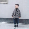 暖冬鴨鴨男童毛呢外套春秋款兒童呢子大衣洋氣格子寶寶羊羔毛潮童裝小西裝 灰色 加絨款 90 曬單實(shí)拍圖